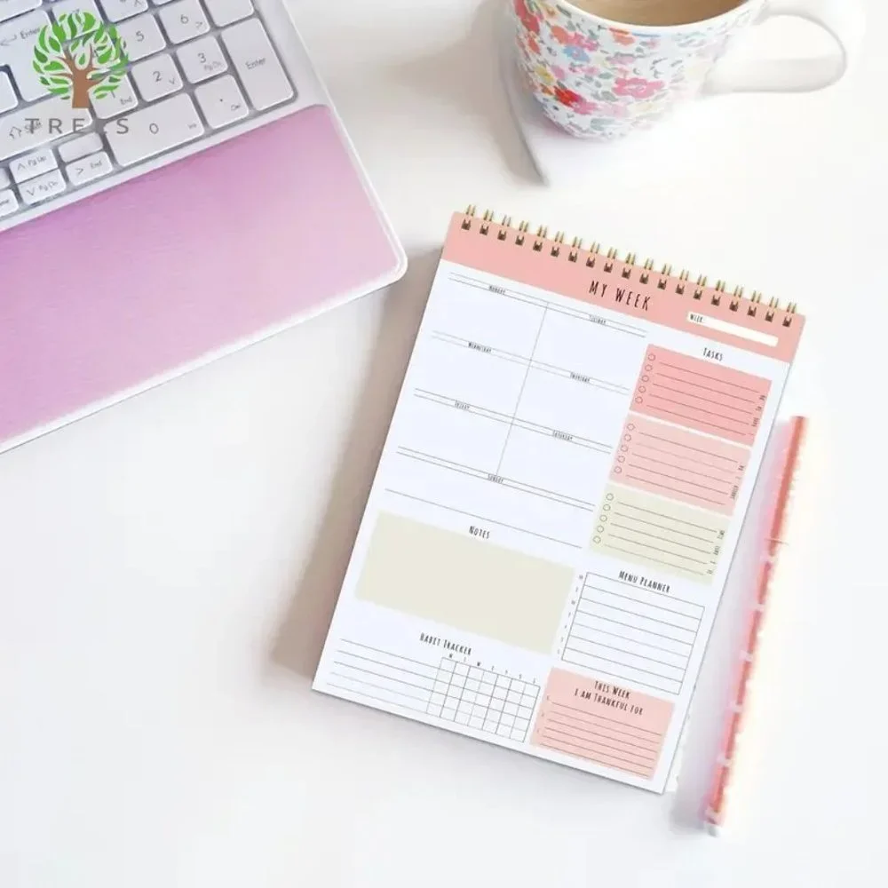 Weekly Planner Undated To-Do Task Checklist Meal Plan Habit Tracker 8.5*5.5 Inch
